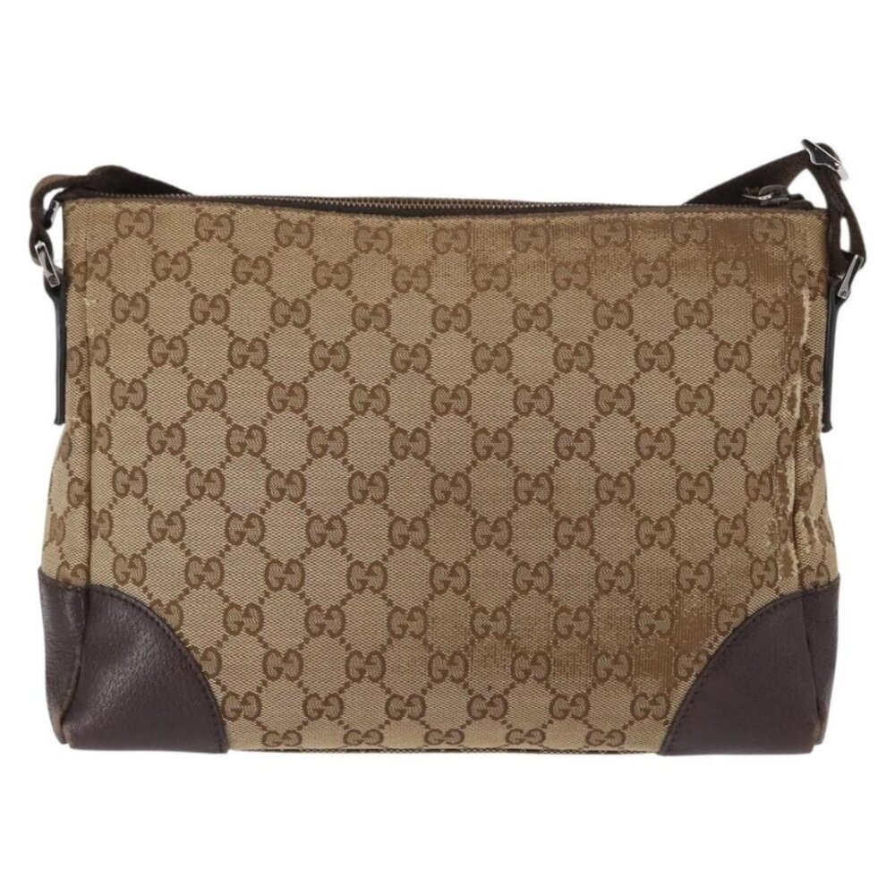 Authentic GUCCI GG Canvas Shoulder Bag Beige Silver 114273 - Picture 9 of 16